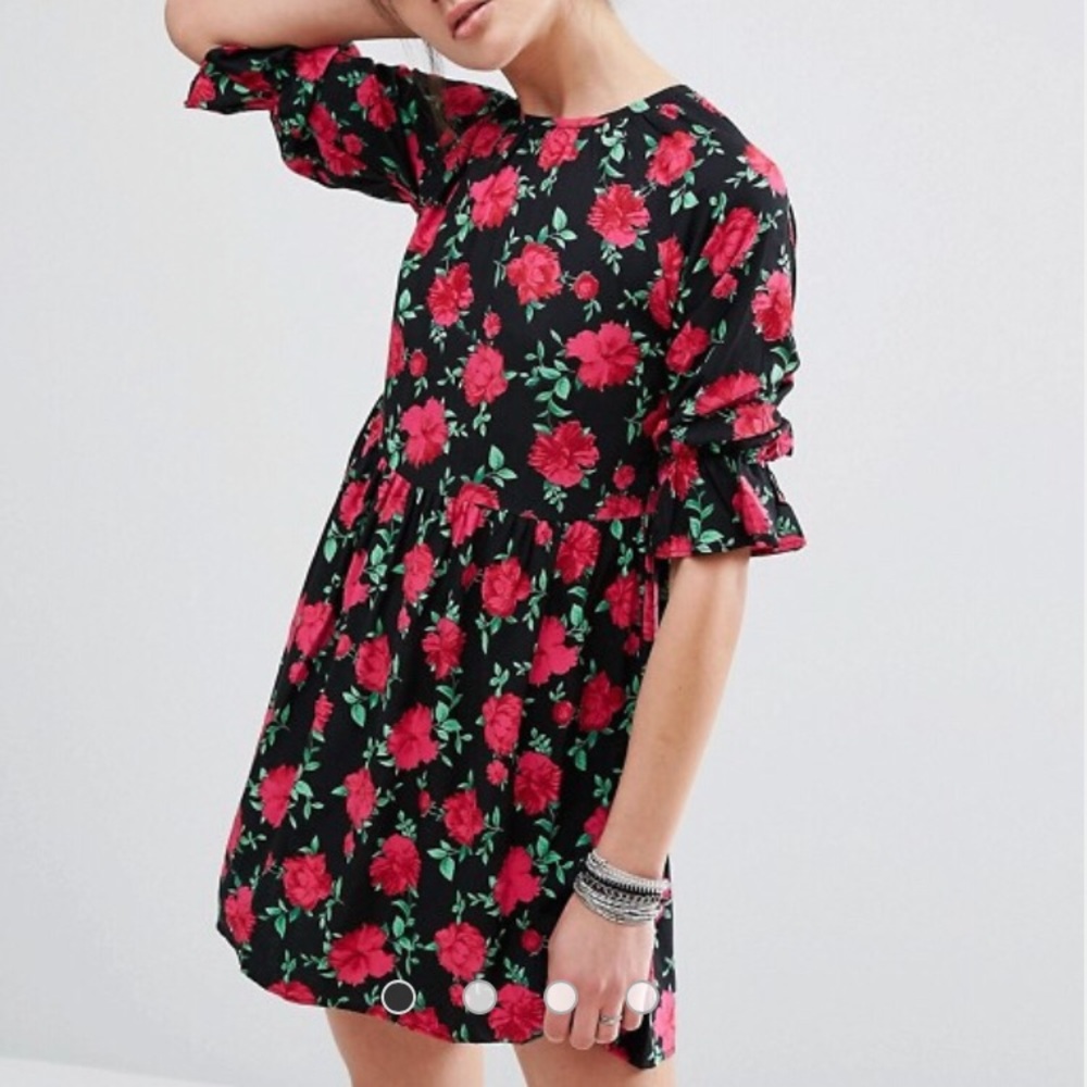 Floral (Roses) Smock Dress - Size XS